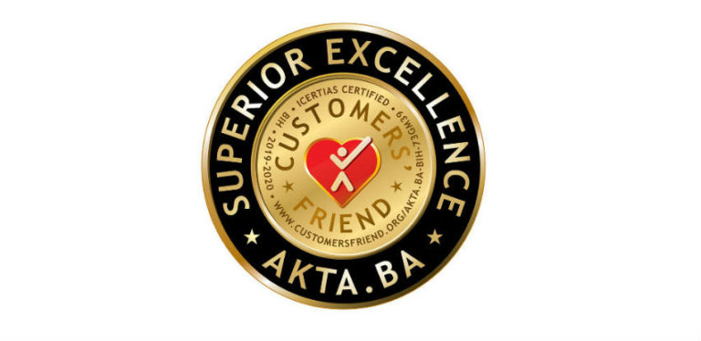 Poslovni portal Akta.ba nosilac certifikata “Customers’ Friend – Vrhunska izvrsnost”